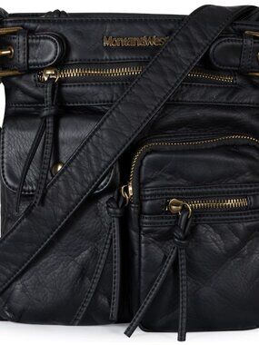 Crossbody Bag for Women Soft Washed Leather Multi Pocket crossbody handbags